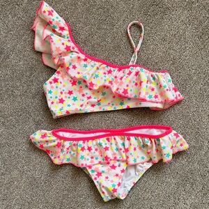 Colorful Star Print Bikini with Ruffles